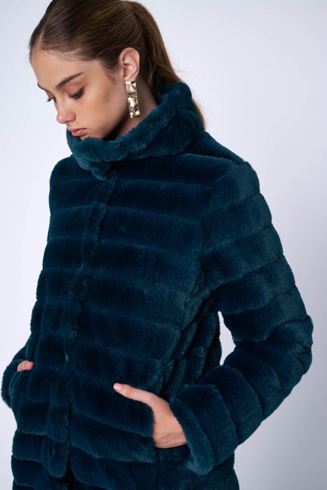 Faux fur double-faced jacket - Green | 'ALE