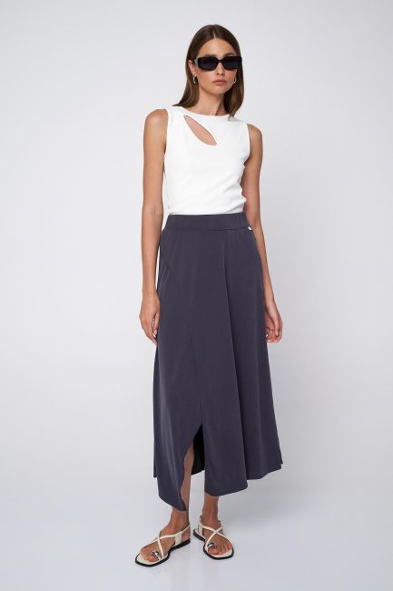 Maxi asymmetric skirt - Almost black
