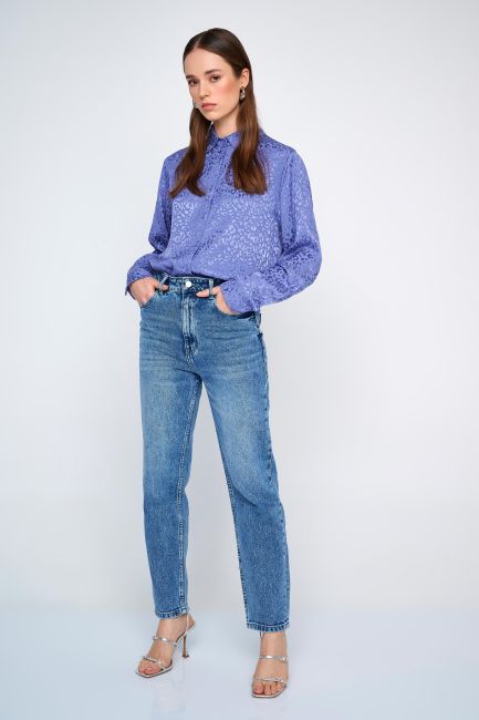 Shiny-design jacquard shirt - Lilac