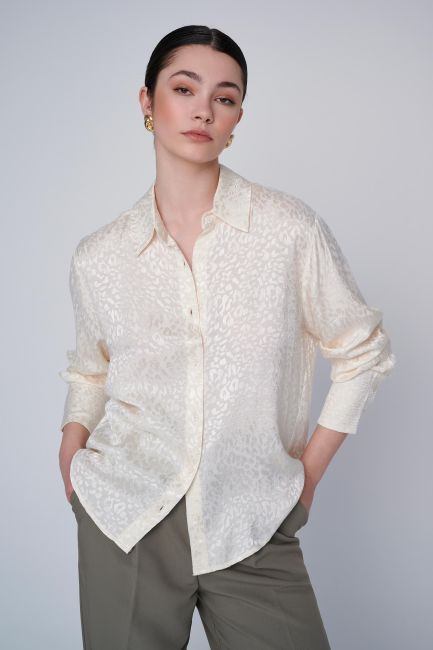 Shiny-design jacquard shirt - Off white
