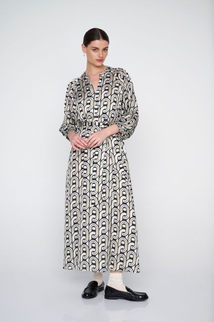 Φόρεμα μακρύ με μοτίβο αλυσίδα - Multicolor