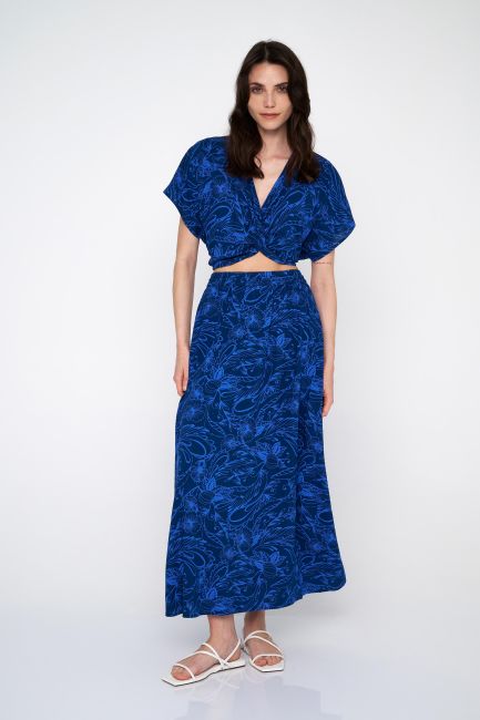 Maxi printed skirt - Royal blue