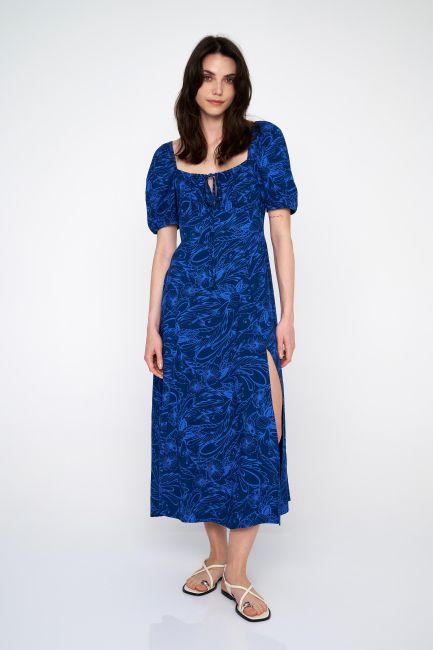 Maxi printed dress - Royal blue