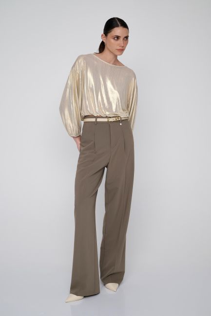 Iridescent-look loose blouse - Gold