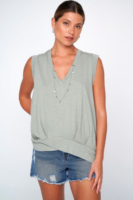 Asymmetric sleeveless blouse - Soap