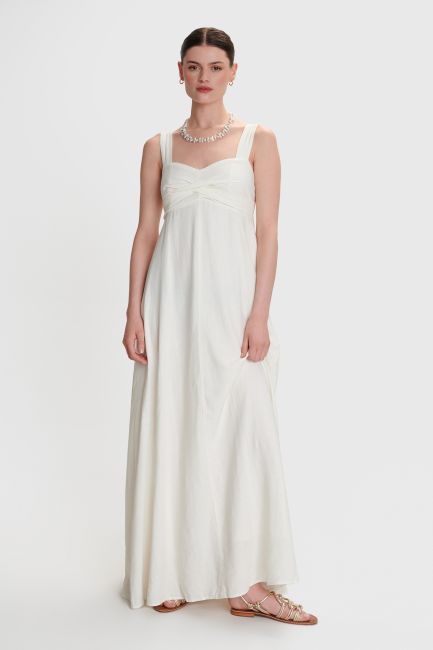 Maxi dress with bust detail - White