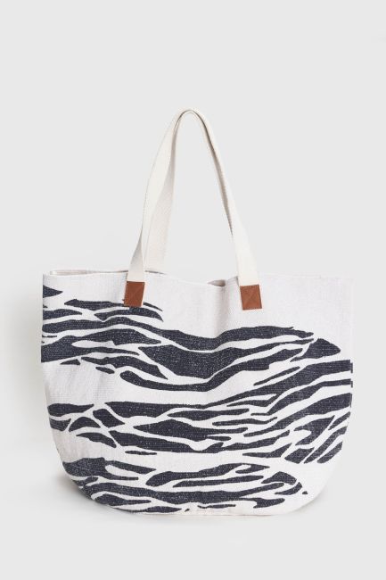 Zebra-pattern shopper bag - Off white