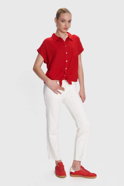 Monochrome short-sleeve shirt - Red