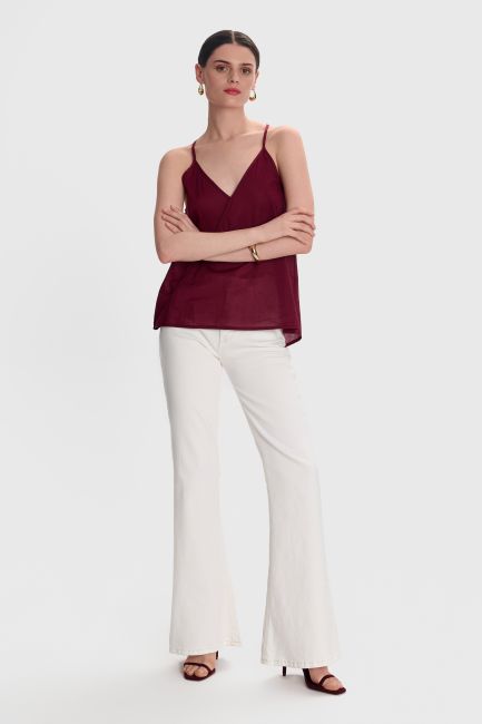 Sleeveless cotton top - Burgundy