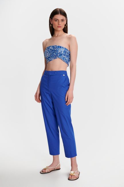 Plain straight-leg pants - Sky blue