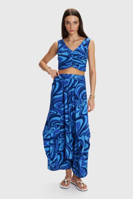 Printed pants with elastic waist - Multicolor
