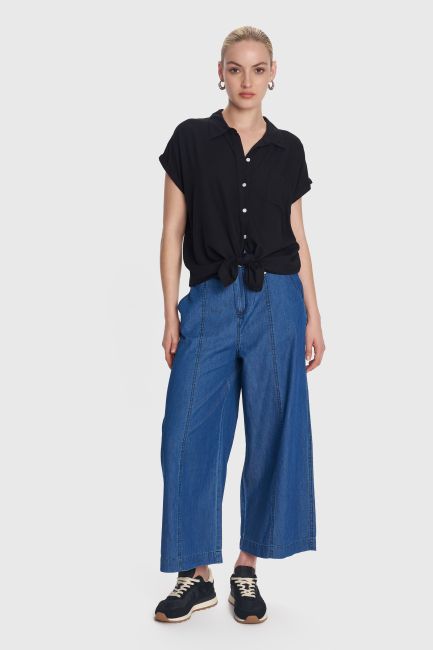 Monochrome short-sleeve shirt - Black