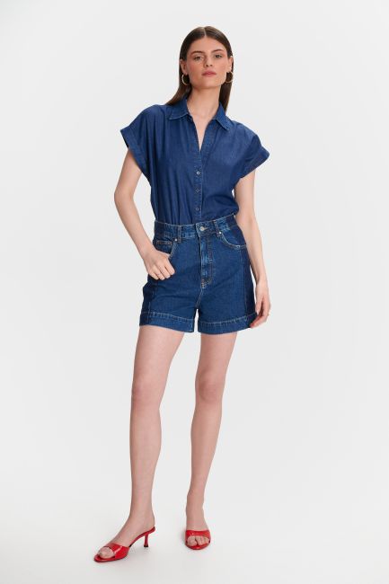 High-waist denim shorts