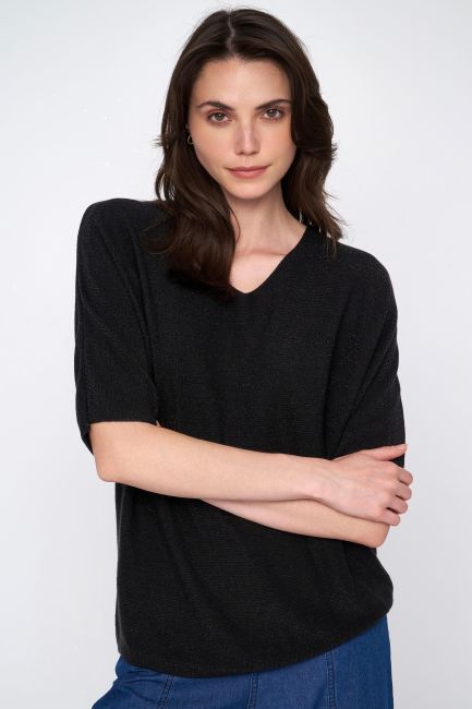 Iridescent knit blouse - Black