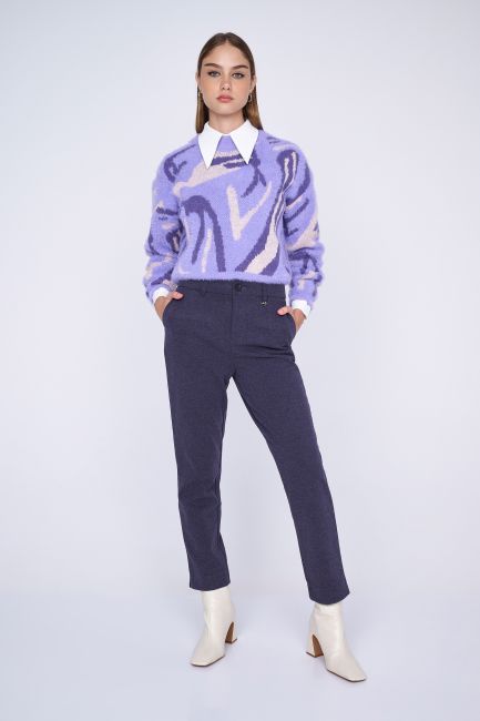 Παντελόνι μονόχρωμο casual - Blueblack