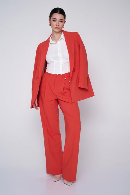 Tailored pleat trousers - Coral