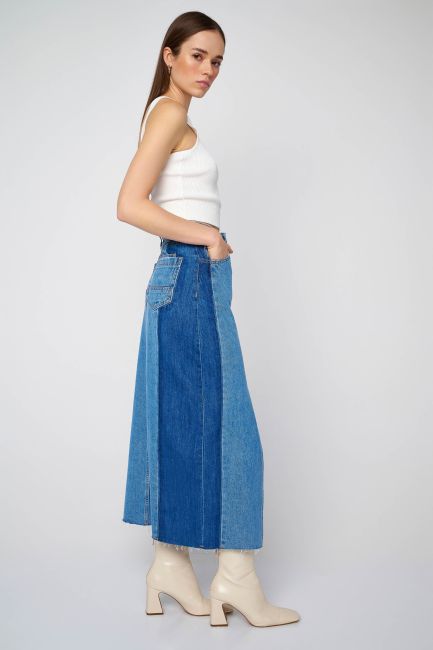 Two-tone denim skirt - Used