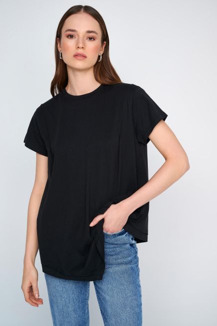 Back-slit blouse - Black