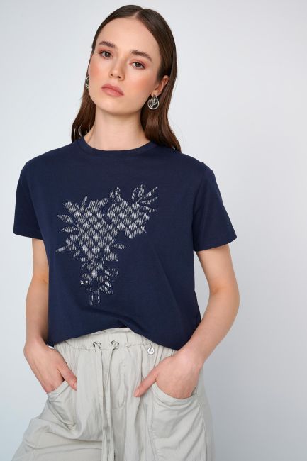 Embroidered t-shirt - Indigo