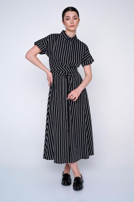 Chemise striped dress - Black
