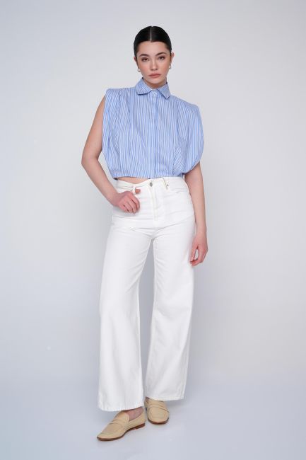 Striped sleeveless shirt - White