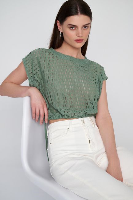 Sleeveless perforated blouse - Soap