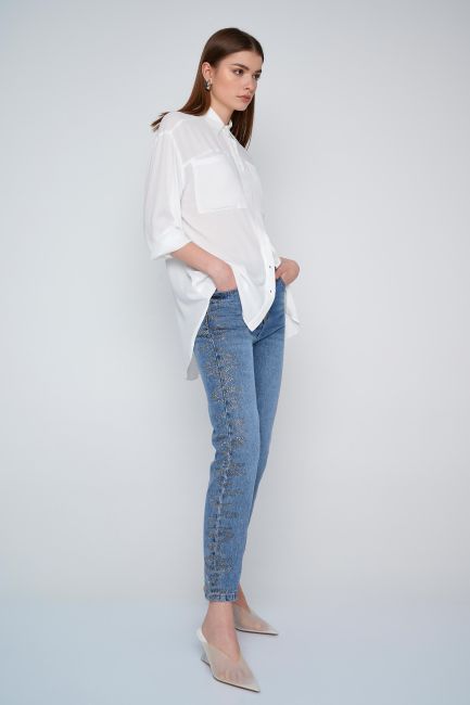 Rhinestones jeans in regular fit - Denim