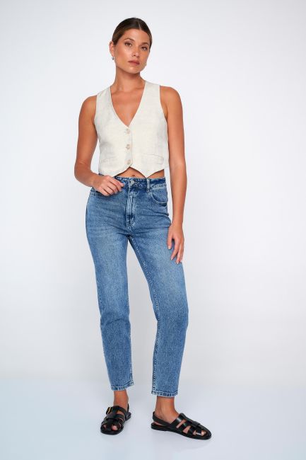 High-rise mom fit jeans - Denim