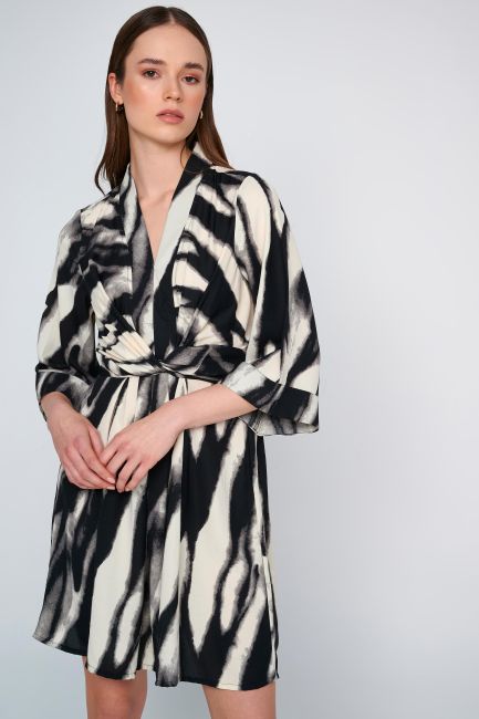 Φόρεμα κρεπ marble print - Multicolor