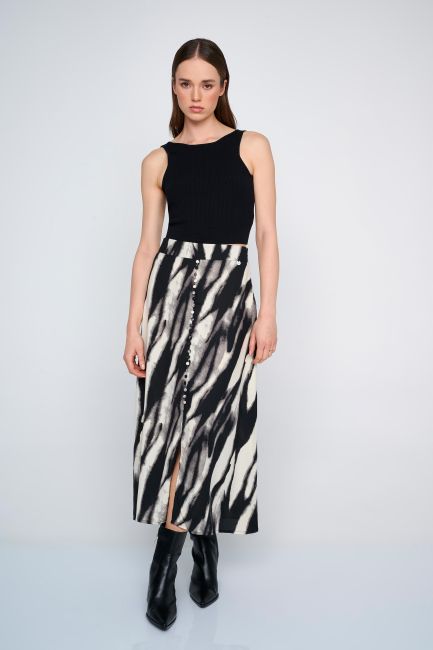 Marble-print crepe skirt - Multicolor