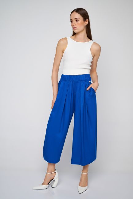 Elastic-waist jupe culotte - Royal blue