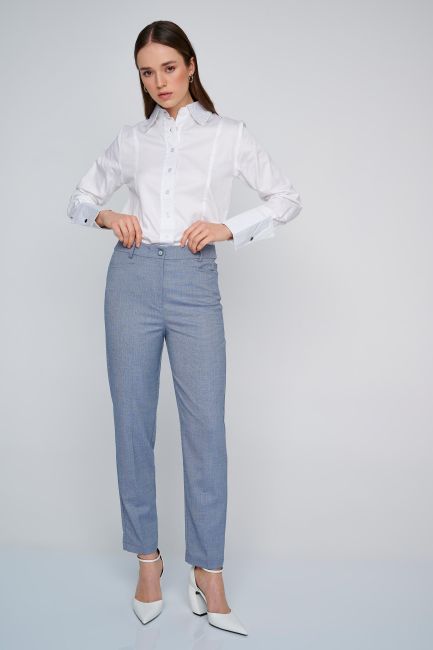 High-waist jacquard trousers - Blue